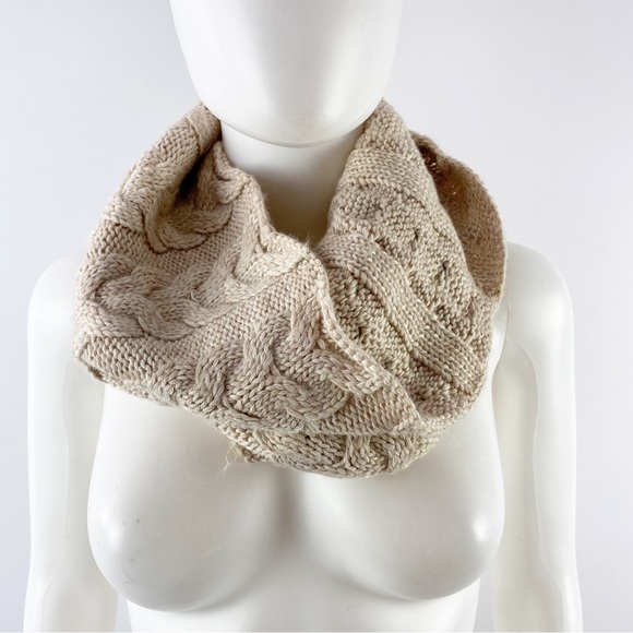 J. Crew Accessories - J. Crew Tan Beige Cable-Knit Infinity Scarf